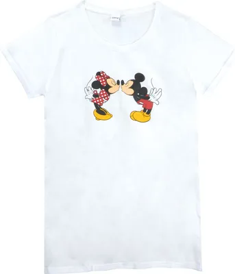 Obrázok produktu pre Disney Mickey Mouse nočná košeľa pre ženy - Minnie & Mickey pyžamo s krátkym rukávom biela L