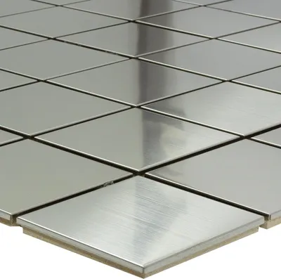 Produktbild von Mosaikfliesen Edelstahl Gebürstet Silvernova Quadrat 48