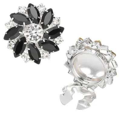 Image de Boutons de manchette - Ornés de strass - Pour femmes - Argentés, couleur noire