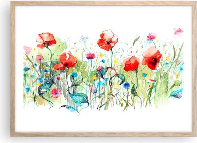 Produktbild von Gerahmtes Poster - Rahmen in heller Eiche - Blumen Wiese Blatt Natur - 70x50 cm - Wand Bild - Wanddeko - Wandbilder - Wandposter - Bilderrahmen - Bilder - Kunstdruck - Wandbild - P2NAA70x50-3076