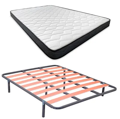 Bett mit Matratze 135x190 cm, Lattenrost, 6 Beine