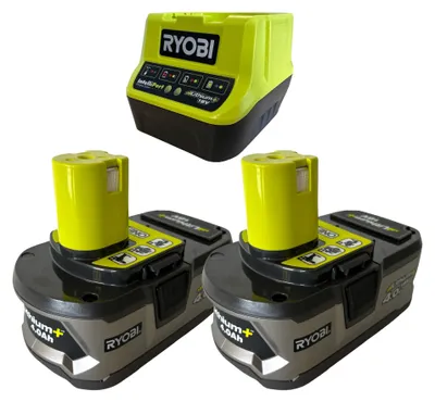 Obrázek produktu pro Ryobi Sada 2x 18 V lithium iontová baterie 4 Ah s nabíječkou RC18120 ONE+ RC18120-240