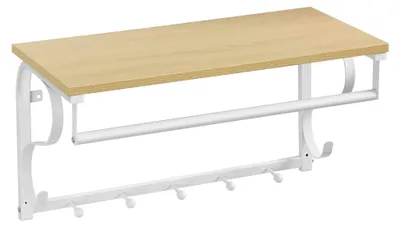 Imagen del producto de Perchero de pared con 5 ganchos y estante - Diseño industrial