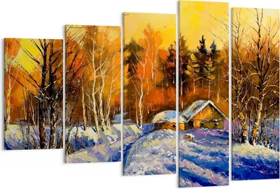 Produktbild von Bild auf Leinwand - Leinwandbild - Winter Wald Wiese - 150x100cm - Wand Bild - Wanddeko - Leinwanddruck - Bilder - Kunstdruck - Wanddekoration - Leinwand bilder - Wandkunst - EG150x100-3535