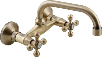 Immagine prodotto di Rubinetto a parete retrò nostalgico, bronzo antico, rubinetto per lavabo, miscelatore per lavabo, STILO
