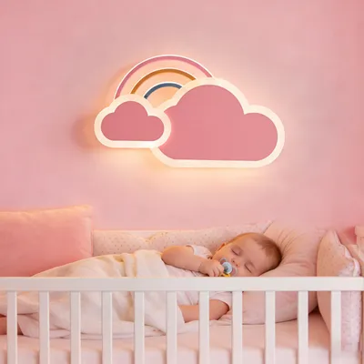 Produktbild von RRBEST LED Kinder Deckenlampe Wolken Regenbogen Deckenleuchte, 50CM Dimmbar Deckenlampe Kinderzimmer mädchen Junge Schlafzimmer Deckenlamp mit Fernbe