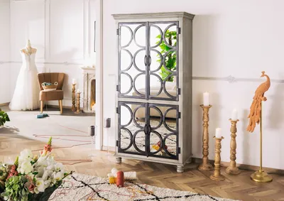 Produktbild von MASSIVMOEBEL24 Schrank Mango 97x45x190 grau lackiert HERMITAGE #017