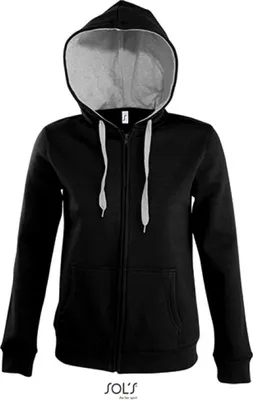 Produktbild von SOLs 47100 | Contrast Hooded Zip Jacket Soul Women - Farbe: Black/Grey Melange - Größe: L