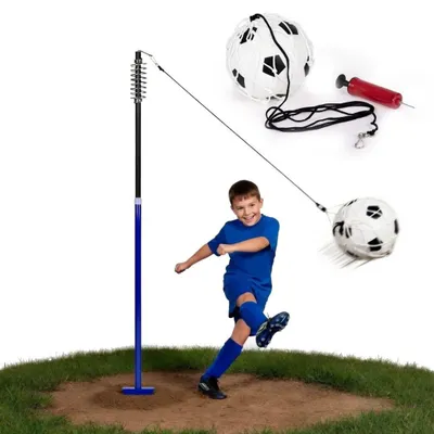 Zdjęcie produktu dla Zestaw do treningu piłki nożnej Tetherball z regulowanym drążkiem i pompką