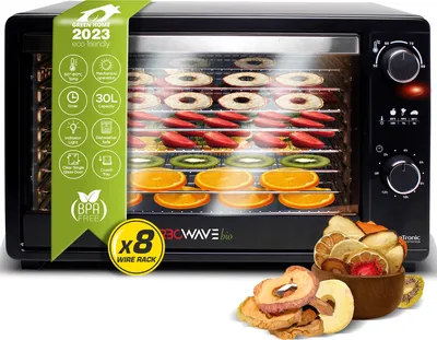 Obrázek produktu pro TurboTronic sušička TurboWave - FD30 -- 30 l - kompletně z kovu - 8 pater - ovoce, zelenina, maso, houby a další - sušička ovoce, sušička potravin, sušička nerez