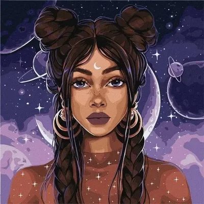 Image de Peinture par numéros - La fille de l'espace - Ideyka