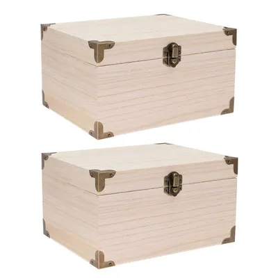 Produktbild von 2 Schatzkisten aus Holz mit Rahmen 20 x 16 x 11 cm