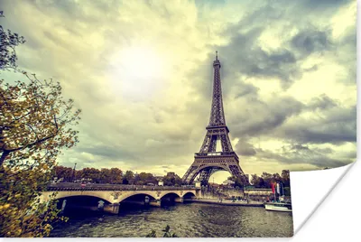 Produktbild von MuchoWow® Poster Blick vom Wasser aus auf den Eiffelturm und Paris 180x120 cm - Fotoplakat