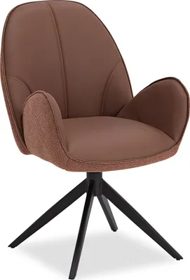 Image de Chaise de Salle à Manger Moderne Bouclé Cuir Marron Design Chaise de Cuisine Chaise pas Cher Fauteuil Rembourrée