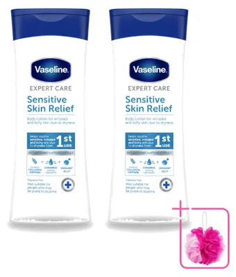 Zdjęcie produktu dla 2 x Balsam do ciała Vaseline Expert Care dla skóry wrażliwej - 400 ml - Zestaw ekonomiczny - 2 sztuki