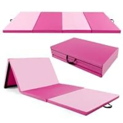 Produktbild von GOPLUS Gymnastikmatte faltbar, 300×117 cm Sportmatte mit 2 Tragegriffen & Klettverschlüssen, Bodenmatte für Gymnastik, Yoga & Spielen, Kampfkunst