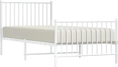 Produktbild von vidaXL Bettgestell mit Kopf- und Fußteil Metall Weiß 90x200 cm