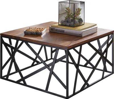 Produktbild von Couchtisch BEKAL 60x35x60 cm Sheesham Massivholz / Metall