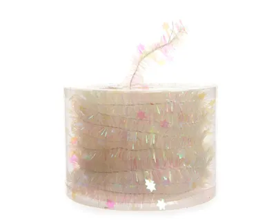 Produktbild von Weihnachtsgirlande Lametta mit Sternen 35mm, 7 Meter, Farbe:Klar / Iris