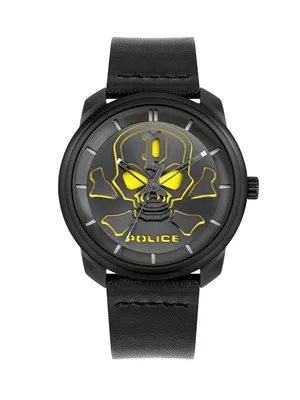 Police Armbanduhr Totenkopf Edelstahlarmband golden