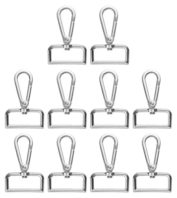 Image de Anneaux métalliques en forme de D avec système de fermeture à ressort - Lot de 10 - Fermetures mousqueton pour sacs et bijoux - 32 mm (1,26 pouces) - Argent