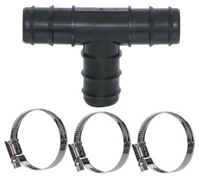 Produktbild von HAF 1x Schlauchverbinder T-Stück 90° mit 38mm | 3x Schlauchtülle | Verbinder inkl. 3x Edelstahlschellen | PN2,5 für Poolfittings & Poolschlauch