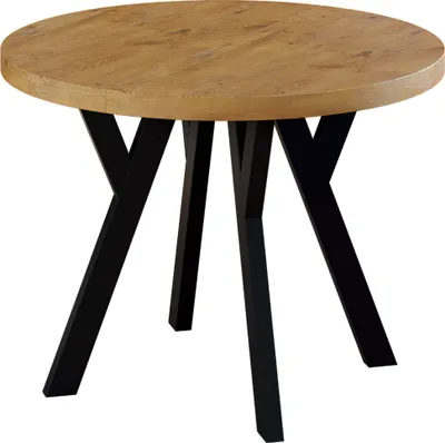 Produktbild von Esstisch – Rund ausziehbar Esstisch  – Esszimmertisch  - 100/200 cm - Eiche Lancelot - Metallbeine - Stilvoll und stabil