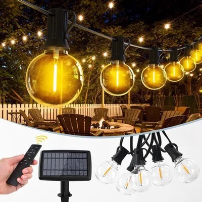 Immagine prodotto di Catena luminosa solare da esterno - 20 metri - 42 LED - Luce bianca calda - Impermeabile - Con telecomando
