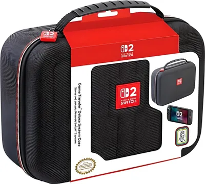 The image shows the packaging of a Nintendo Switch carrying case.