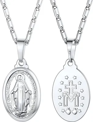 Immagine prodotto di U7 Collana Vergine Maria Collana in ottone/argento 925 con pendente ovale