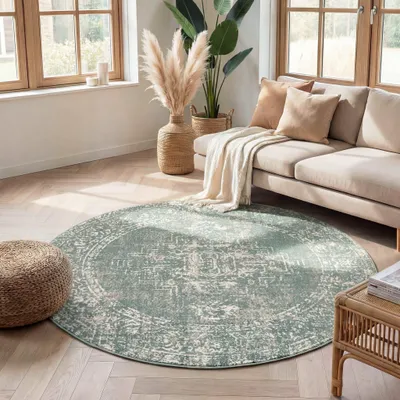 Zdjęcie produktu dla Volero - Dywan okrągły Vintage - Spring Ethnic Zielony/Kremowy - Ø 240 cm