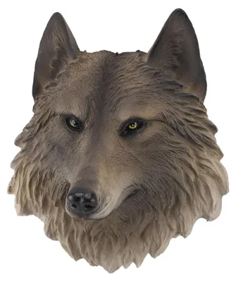 3D-Tierkopf-Wandskulptur aus Kunstharz, Wolf, 1 Stück