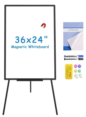 Zdjęcie produktu dla Magnetyczna tablica suchościeralna, czarna, 90 x 60 cm, przenośna, suchościeralna, z regulowaną wysokością, idealna do szkoły, biura i domu