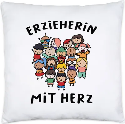 Produktbild von Erzieherin mit Herz Kissen Inkl. Füllung Geschenk Erzieherin Tagesmutter Kindergarten