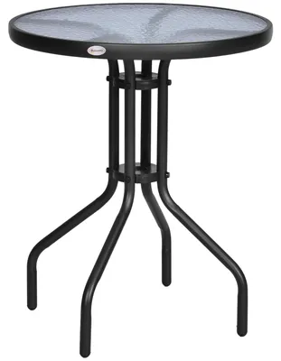 Obrázek produktu pro Venkovní stůl Outsunny, skleněný, bistro stůl, balkonový stůl, bezpečnostní sklo, průměr 60 cm, výška 70 cm