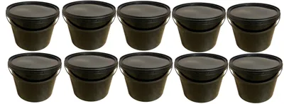 Produktbild von SILPLAST Eimer mit Deckel 10L x 10 Kunststoffeimer 10 Liter lebensmittelecht stapelbar Plastikeimer leer Schwarz
