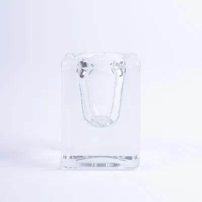Produktbild von INNA-Glas Eckiger Glasleuchter SOLUNA für Spitzkerzen, transparent, 4x4x6 cm - Kerzen Halter