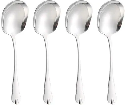Immagine prodotto di Set di 4 cucchiai da portata in acciaio inossidabile, lucidi, dimensioni 20,8 x 6 cm, colore argento – adatti al lavaggio in lavastoviglie, ideali per insalate, dessert e buffet