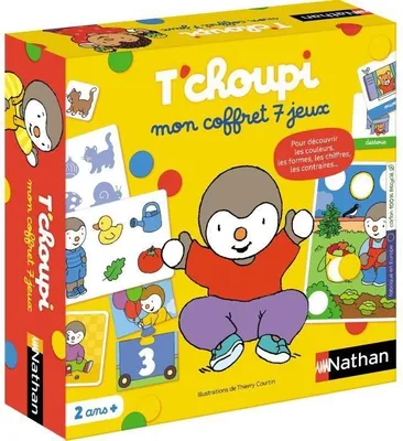 Zdjęcie produktu dla T'CHOUPI Meine 7-Spiele-Box - Lernspiele - NATHAN - Ab 2 Jahren