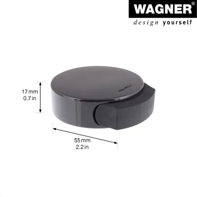 Produktbild von WAGNER Bodentürstopper BLACK DELUXE - Ø 50 x 55 x 17 mm, hochwertiger Kunststoff, Hochglanz schwarz, selbstklebend, rückstandslos entfernbar - 1551061