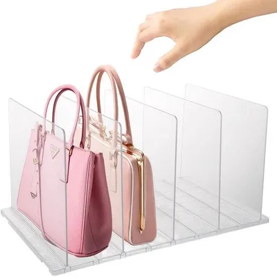 Immagine prodotto di Organizer per borse e divisori per cassetti Unyqoos®, set da 5 pezzi in ABS con base, scomparti regolabili – 41,5 x 23,9 x 20 cm, ideali per armadi, cucina e ufficio