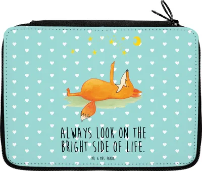 Produktbild von Mr. & Mrs. Panda Etui Fuchs Sterne - Türkis Pastell - Geschenk, Spruch Positiv, Füchse, Optimistisch, Federmappe, Federmäppchen, Bleistiftetui, Federtasche, Mäppchen