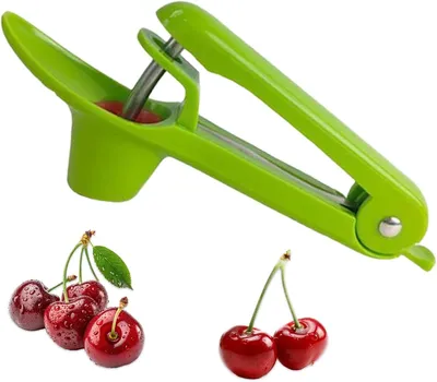 Produktbild von Kirschkernentferner aus Edelstahl, tragbarer Entsteiner für Kirschen und kleine Früchte