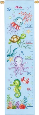 Produktbild von Vervaco Kreuzstich Stickpackung Messlatte "Meerestiere", Zählmuster, 18x70cm