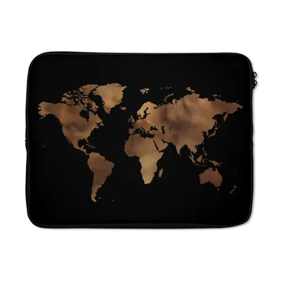 Produktbild von MuchoWow® Laptop Hülle 15 Zoll Weltkarte - Braun - Schwarz Laptoptasche - Laptoptasche - Sleeve - Rundum-Schutz