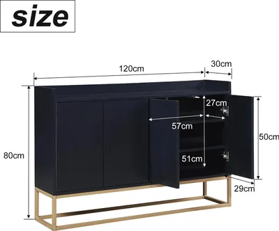Image de Buffet - 4 portes - Sans poignées - Style minimaliste moderne - Bois - Pour la salle à manger, le salon, la cuisine - Blanc
