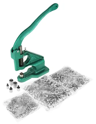 Zdjęcie produktu dla Profesjonalny zestaw do montażu oczek, ręczny, zawierający 3 matryce i 1500 oczek, w rozmiarach 6/10/12 mm