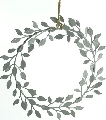 Produktbild von Weihnachtskranz mit Blättern Silberfarben Ø 19 cm aus Metall
