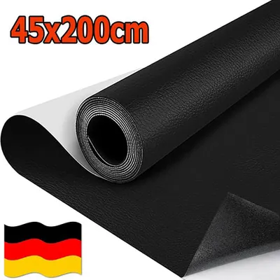 Obrázek produktu pro Prémiová zrnitá koženka Samolepicí 45*200cm Černá SamolepicíPolyuretanfólie Oprava kůže pro různé DIY projekty. Projekty pro kutily