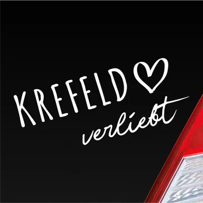 Produktbild von Auto Aufkleber Krefeld verliebt Herz Stadt Heimat Liebe Car 19x8 cm Weiss Matt Sticker Heckscheibenaufkleber